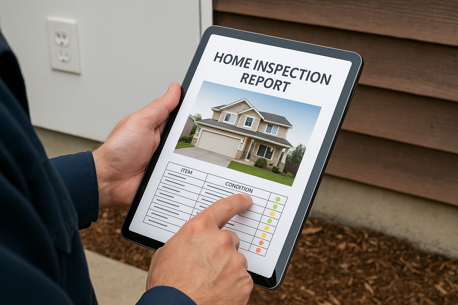 Home inspection report on tablet device